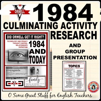 Preview of Orwell's 1984 - Compare 1984 to Today - Group Research Presentation Project