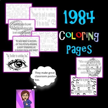 Preview of 1984  Coloring Pages: Mini Posters Digital Activity Google Slides™