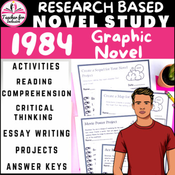Preview of 1984 George Orwell Graphic Novel Study Curriculum - Answer Keys - Editable 64pgs