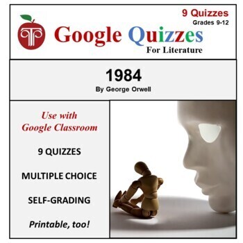 Preview of 1984 Novel Study Chapter Comprehension Quizzes in Google Forms Quiz Format
