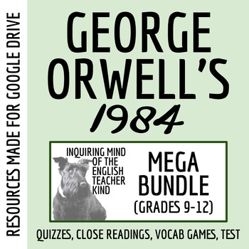 Preview of 1984 Bundle of Quizzes, Close Readings, Vocab Games, Keys, and a Test (Google)