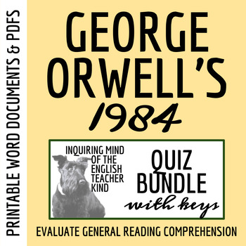 Preview of 1984 by George Orwell Quiz and Answer Key Bundle for High School