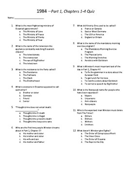 Preview of 1984 Quizzes & Final Exam - Parts 1-3 with Answer Key