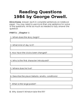 Preview of 1984 Reading questions Part 1