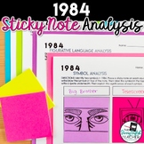 1984 - Sticky Note Literary Analysis Activities & Organizers