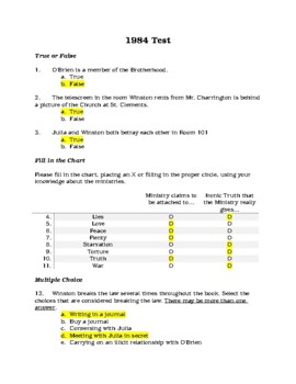 Preview of 1984 Test Review & Key