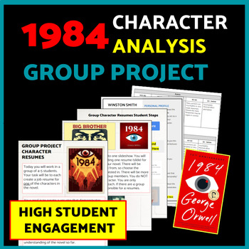 Preview of 1984 by George Orwell 1984 Fun Project, Group Project Character Analysis, Book 2