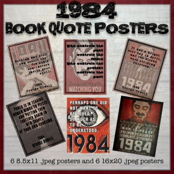 Preview of 1984 by George Orwell 6 Book Quote Posters, 2 sizes