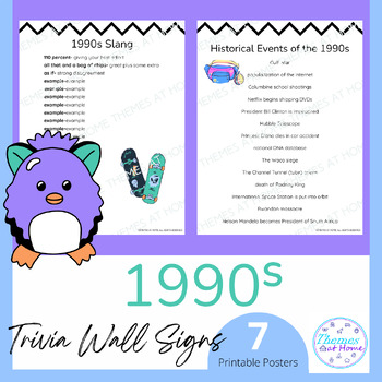 Preview of 1990s Trivia Printable Wall Signs