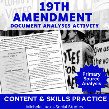 Preview of 19th Amendment Suffrage for Women Document Analysis Activity