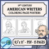 19th Century American Writers Coloring Page Posters