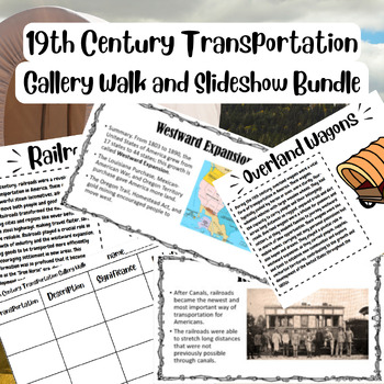 Preview of 19th Century Transportation Slideshow and Gallery Walk BUNDLE