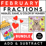 February 4th Grade Math Bundle - Fractions Riddle + Game +
