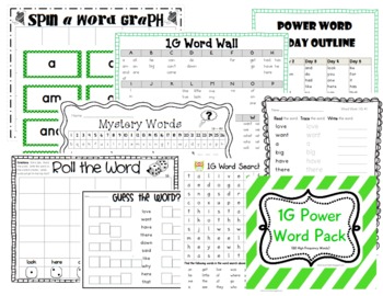 Preview of Action 100 1G Power Word Pack (60 High Frequency Words)