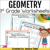 2D Shapes 3D Shapes Worksheets 1st Grade, Attributes, Equa