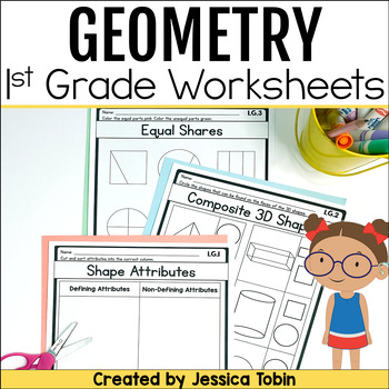 Preview of Shapes Worksheets, 3D Shapes Worksheets, 2D & 3D Shapes, 1st Grade Math Geometry