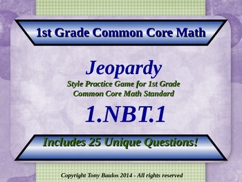 Preview of 1.NBT.1 1st Grade Math Jeopardy - Extend The Counting Sequence w/ Google Slides