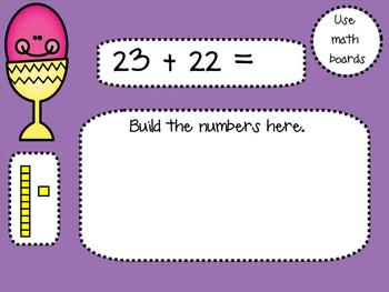 Preview of 1.NBT.4 Adding 2 Digit Numbers SMARTBoard Lesson