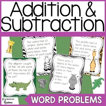 Preview of 1st Grade Word Problems Jungle Theme