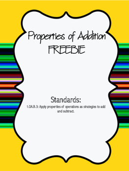 Preview of Properties of Addition Organizer FREEBIE!