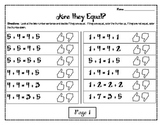 1.OA.7 Are they Equal Center Game and Worksheets