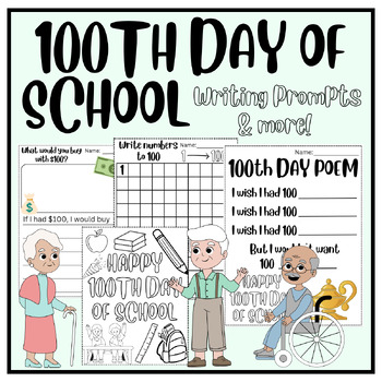 Preview of 1OOth Day of School Writing Prompts & Resources
