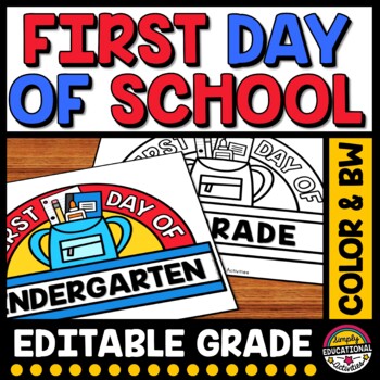 Preview of 1ST DAY OF SCHOOL CRAFT CROWN ACTIVITY KINDERGARTEN PRESCHOOL COLORING PAGE HAT