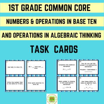 Preview of 1ST GR.NUMBERS & BASE TEN/OPERATIONS & ALGEBRAIC THINKING MATH TASK CARDS