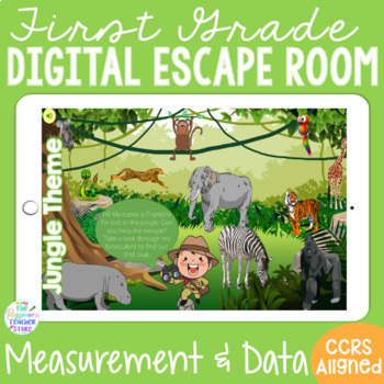 Preview of 1ST GRADE Math Measurement & Data Digital Escape Room Game l Distance Learning