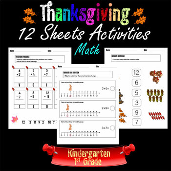 Preview of 1ST Grade, PreK Math Activities – Thanksgiving, Fall worksheets
