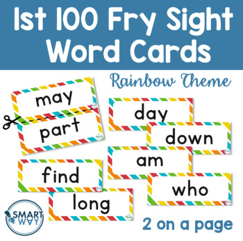 Preview of 1st 100 Fry Sight Words Poster Cards Rainbow Border for Classroom decor