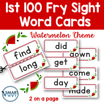 Preview of 1st 100 Fry Sight Words Poster Cards Watermelon Theme for Classroom decor