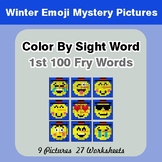 1st 100 Fry Words: Color by Sight Word - Winter Snowman Em