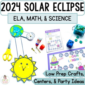 Preview of Solar Eclipse 2024 Kindergarten Activities, Craft Headbands Worksheets & Writing