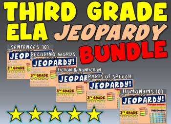 1st-2nd-3rd-4th-5th Grade ELA JEOPARDY BUNDLE! 25 individual resources ...