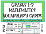 1st, 2nd, & 3rd Grade Common Core Math Vocab. - WORD WALL 