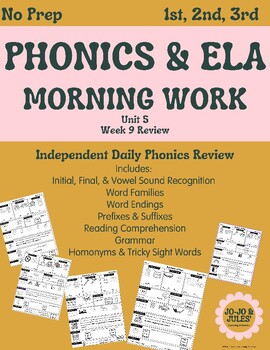 Preview of 1st, 2nd, 3rd Grade Phonics & ELA Morning Work Independent Spiral Review Freebie