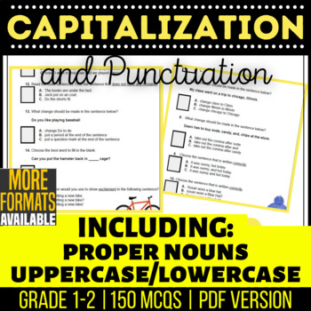 Preview of Capitalization and Punctuation Worksheets Incl Proper Nouns K 1st 2nd Grade