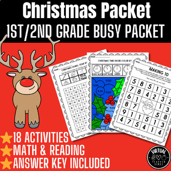 Preview of 1st & 2nd Grade Christmas Early Finisher, Morning Work, Busy Packet, Sub Plans