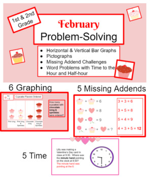 Preview of 1st & 2nd Grade February Problem-Solving