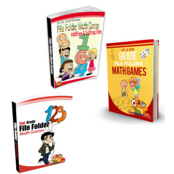 Preview of 1st & 2nd Grade File Folder Math Games BUNDLE + BONUS Workbooks