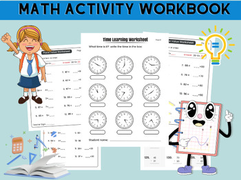 Preview of 1st & 2nd Grade Math Centers and Review Math Activity Workbook for Kids 4 in One