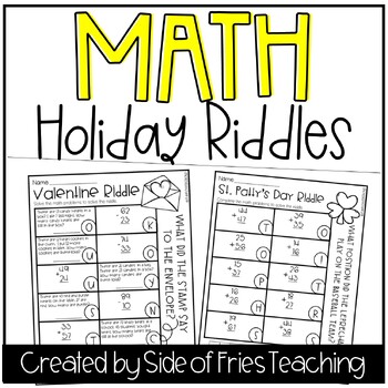 Preview of 1st, 2nd, and 3rd Grade Holiday Math Riddles All Year