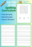 1st - 5th Grade Spelling Curriculum:  Word Search and Lett