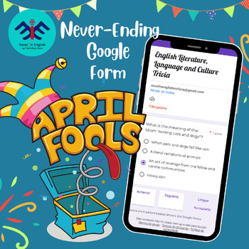 Preview of 1st April Fool's - Google Forms Never-ending quiz about English