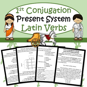 Preview of 1st Conjugation Present System Latin Verbs: Guided Lesson and Practice Exercises