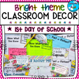 1st Day of School Activities and Gift Tags | Bright theme