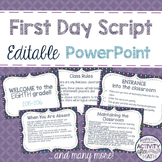 First Day Script Editable PowerPoint Introduce Classroom Rules