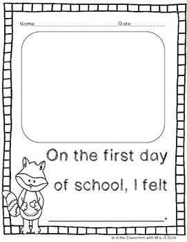 1st day of school literacy math activities for the