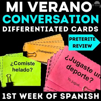 Preview of 1st Day of School Spanish Task Cards Spanish Back to School Activity Mi Verano